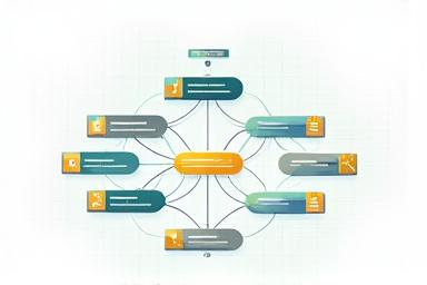 Un diagrama de flujo organizacional complejo pero ordenado, que ilustra el diseño organizacional.